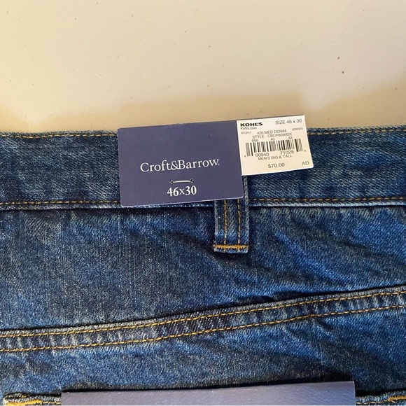 NWT Croft & Barrow Flannel Lined Jeans Mens 46x30 Classic Fit Denim Warm - Picture 13 of 13